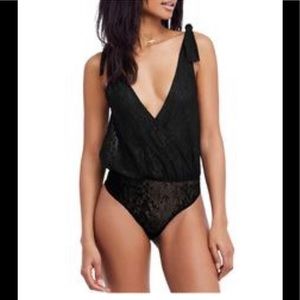 Free People Plunging Neckline Lace Bodysuit